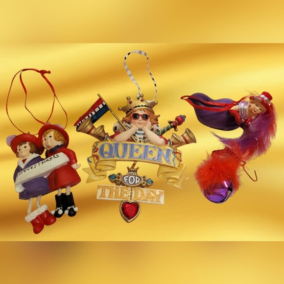 VINTAGE "RED HAT SOCIETY" CHRISTMAS ORNAMENT LOT ~ KURT ADLER & MARY ENGELBREIT - Picture 1 of 5